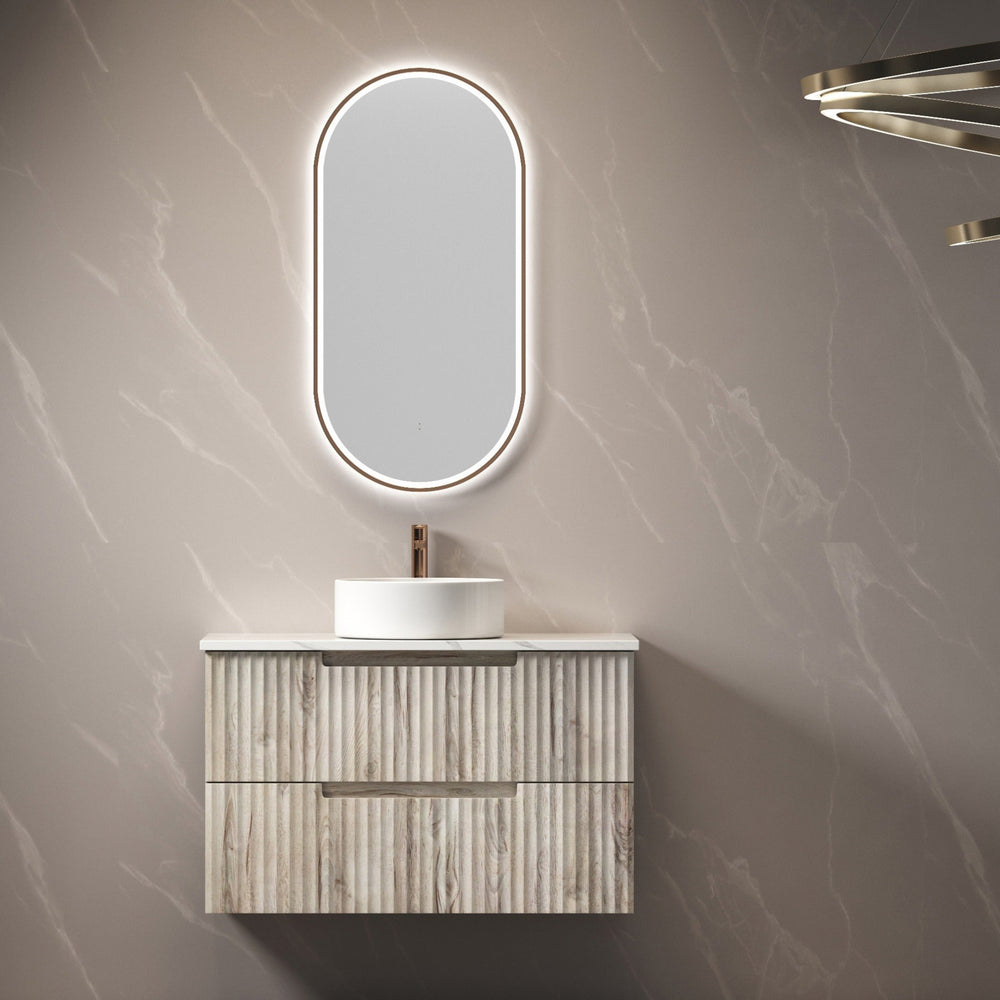 AULIC TUSCANA WOOD GRAIN 900MM SINGLE BOWL WALL HUNG VANITY
