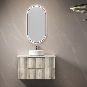 AULIC TUSCANA WOOD GRAIN 900MM SINGLE BOWL WALL HUNG VANITY