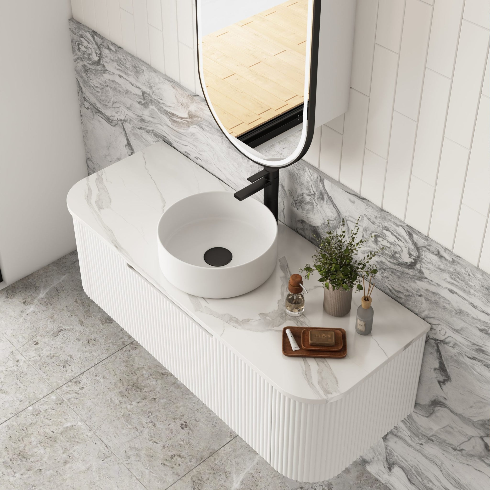 AULIC SAVIO MATTE WHITE 1200MM SINGLE BOWL WALL HUNG VANITY