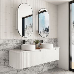 AULIC SAVIO MATTE WHITE 1500MM DOUBLE BOWL WALL HUNG VANITY