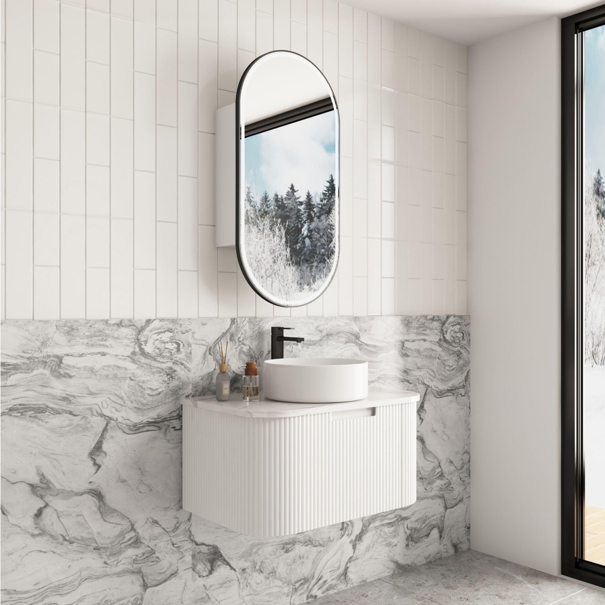 AULIC SAVIO MATTE WHITE 750MM SINGLE BOWL WALL HUNG VANITY