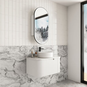 AULIC SAVIO MATTE WHITE 750MM SINGLE BOWL WALL HUNG VANITY