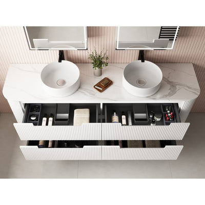 AULIC CURVA MATTE WHITE 1800MM CURVE DOUBLE BOWL WALL HUNG VANITY