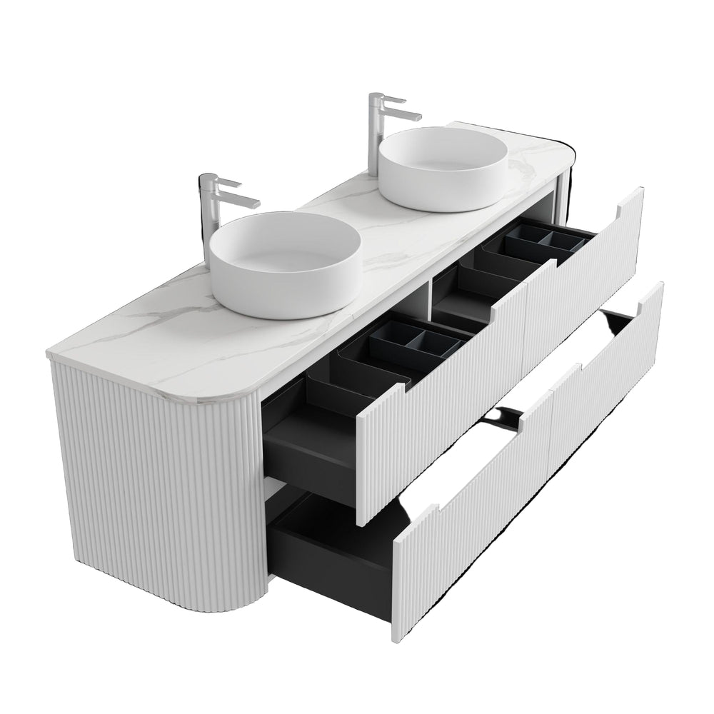 AULIC CURVA MATTE WHITE 750MM CURVE SINGLE BOWL WALL HUNG VANITY