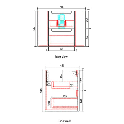 AULIC CURVA MATTE WHITE 750MM CURVE SINGLE BOWL WALL HUNG VANITY