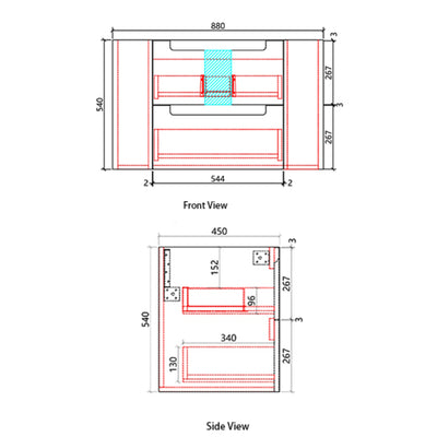 AULIC CURVA MATTE WHITE 900MM CURVE SINGLE BOWL WALL HUNG VANITY