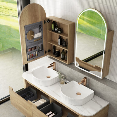 AULIC CARITA NATURAL TIMBER 1500MM DOUBLE BOWL WALL HUNG VANITY