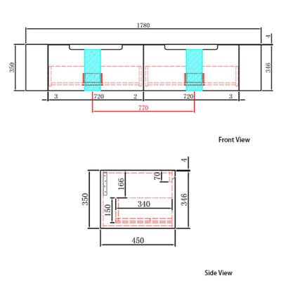 AULIC CARITA NATURAL TIMBER 1800MM DOUBLE BOWL WALL HUNG VANITY
