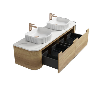 AULIC CARITA NATURAL TIMBER 900MM SINGLE BOWL WALL HUNG VANITY