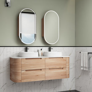 AULIC BRIONY REAL TIMBER 1500MM DOUBLE BOWL WALL HUNG VANITY