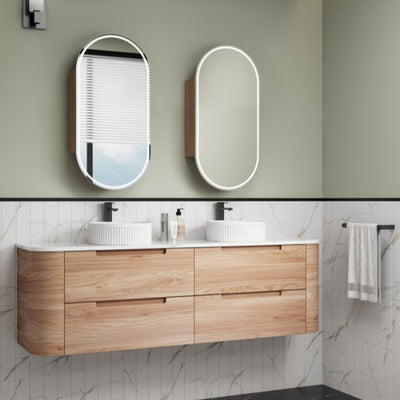 AULIC BRIONY REAL TIMBER 1800MM DOUBLE BOWL WALL HUNG VANITY