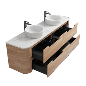 AULIC BRIONY REAL TIMBER 900MM SINGLE BOWL WALL HUNG VANITY