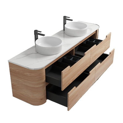 AULIC BRIONY REAL TIMBER 900MM SINGLE BOWL WALL HUNG VANITY