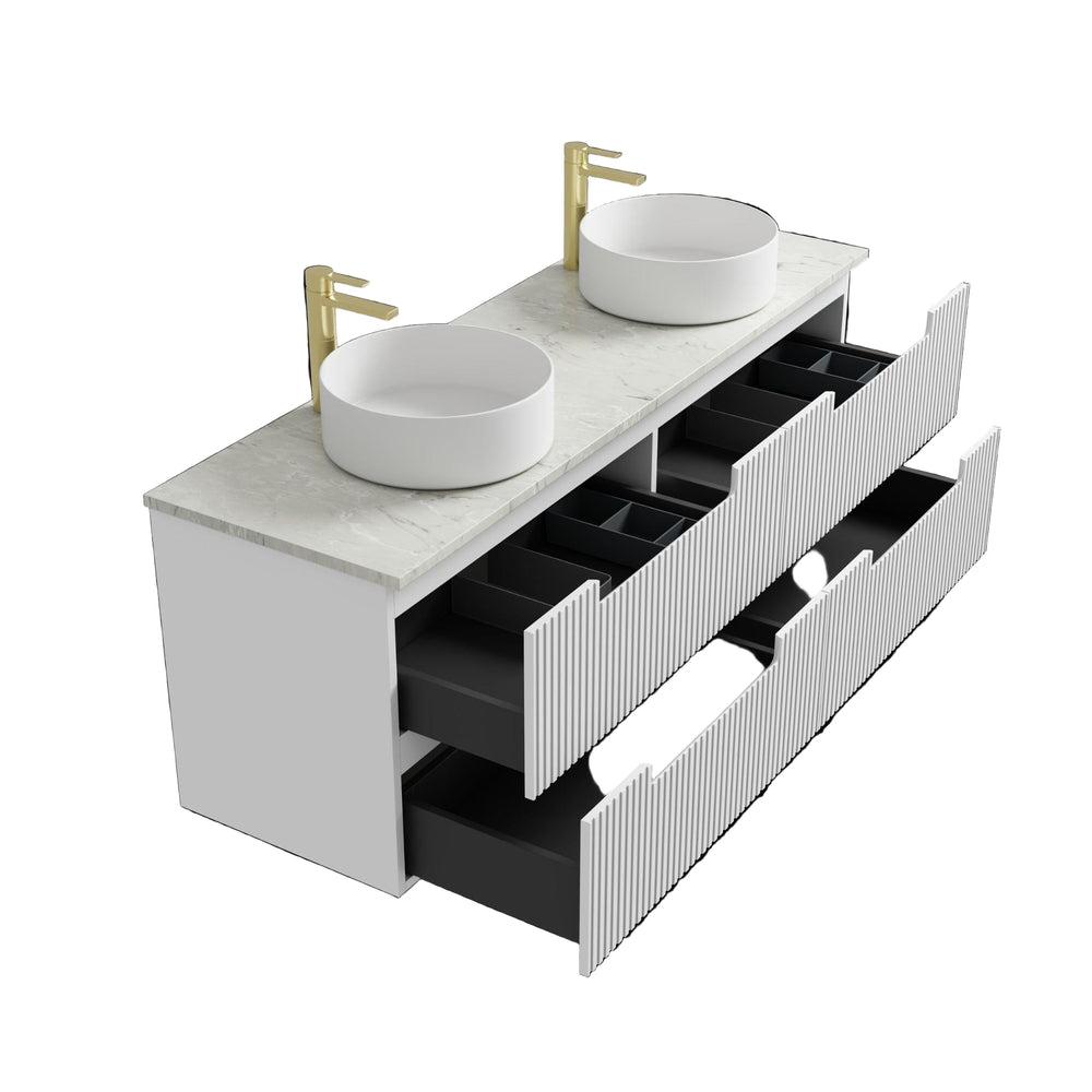 AULIC NEVA MATTE WHITE 1500MM DOUBLE BOWL WALL HUNG VANITY