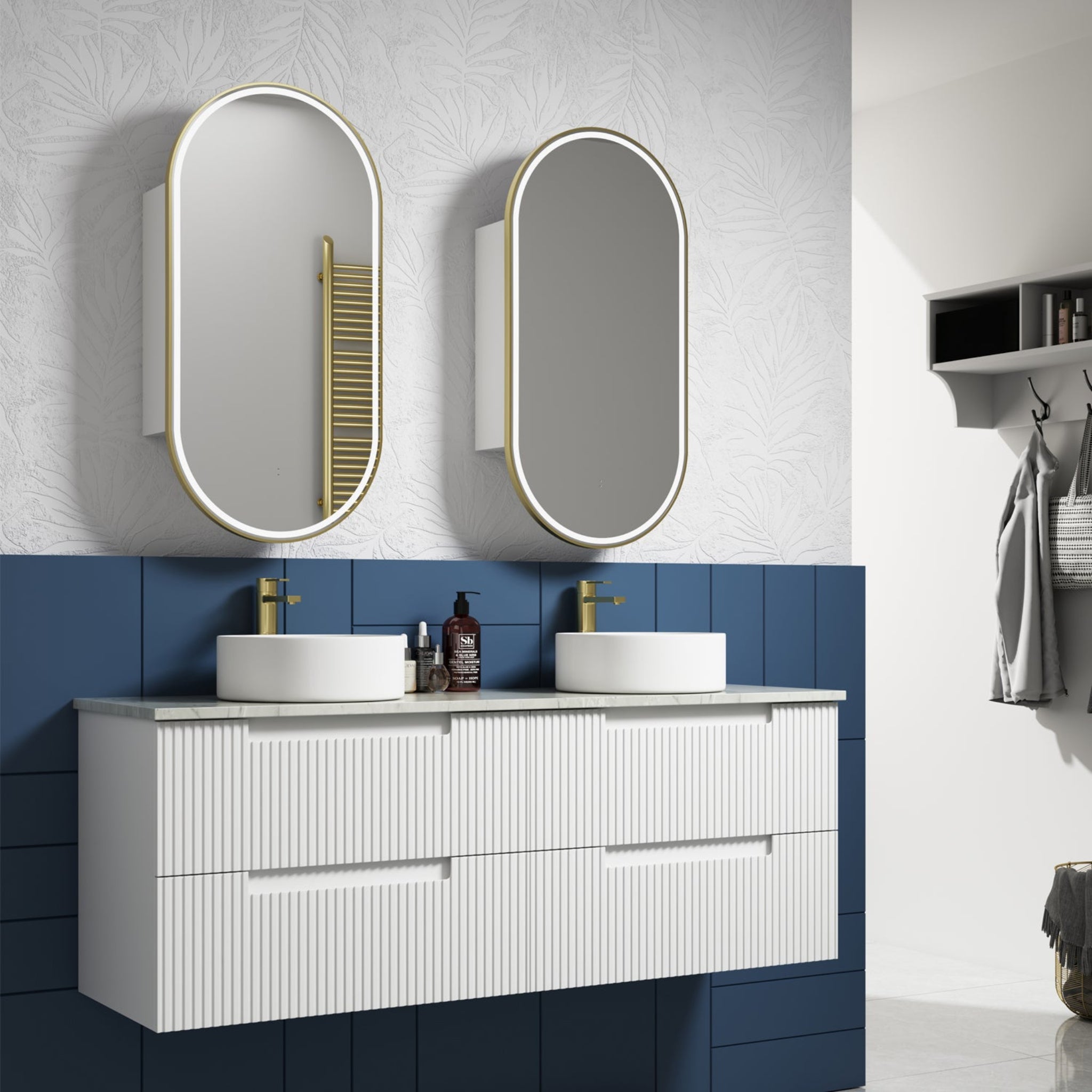 AULIC NEVA MATTE WHITE 1500MM DOUBLE BOWL WALL HUNG VANITY