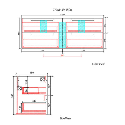 AULIC NEVA MATTE WHITE 1500MM SINGLE BOWL WALL HUNG VANITY