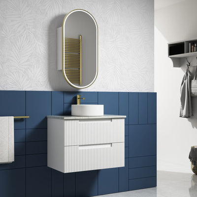 AULIC NEVA MATTE WHITE 750MM SINGLE BOWL WALL HUNG VANITY