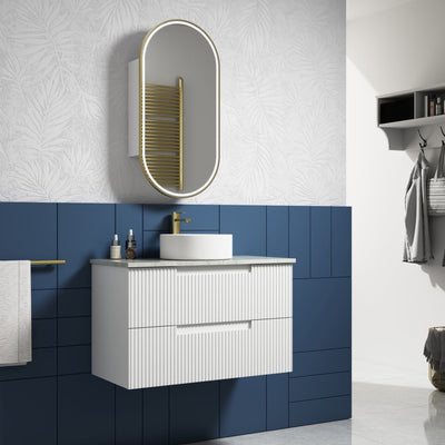 AULIC NEVA MATTE WHITE 900MM SINGLE BOWL WALL HUNG VANITY
