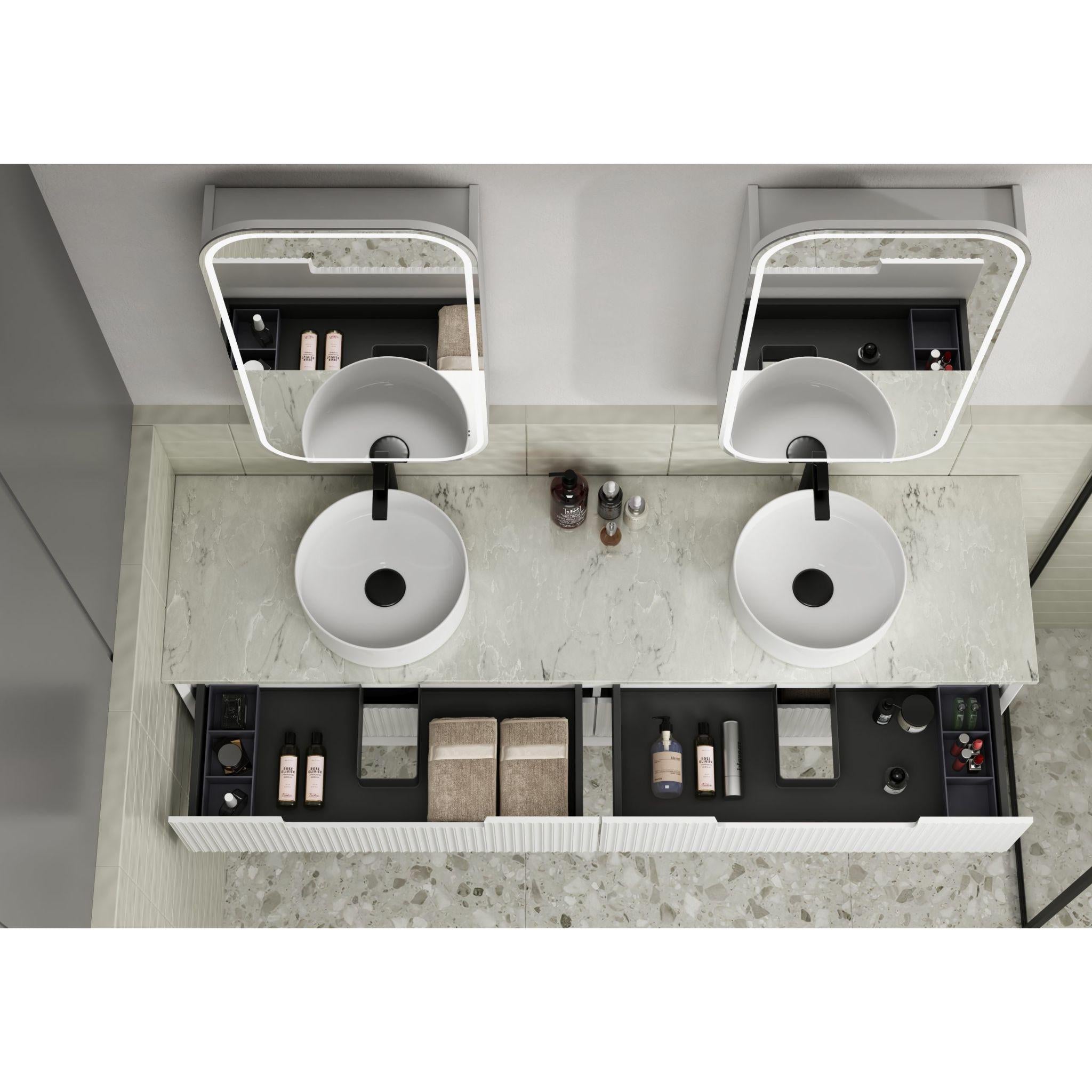 AULIC FLAUTO MATTE WHITE 1500MM DOUBLE BOWL WALL HUNG VANITY