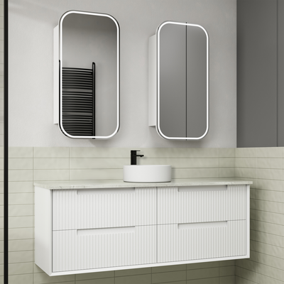 AULIC FLAUTO MATTE WHITE 1500MM SINGLE BOWL WALL HUNG VANITY