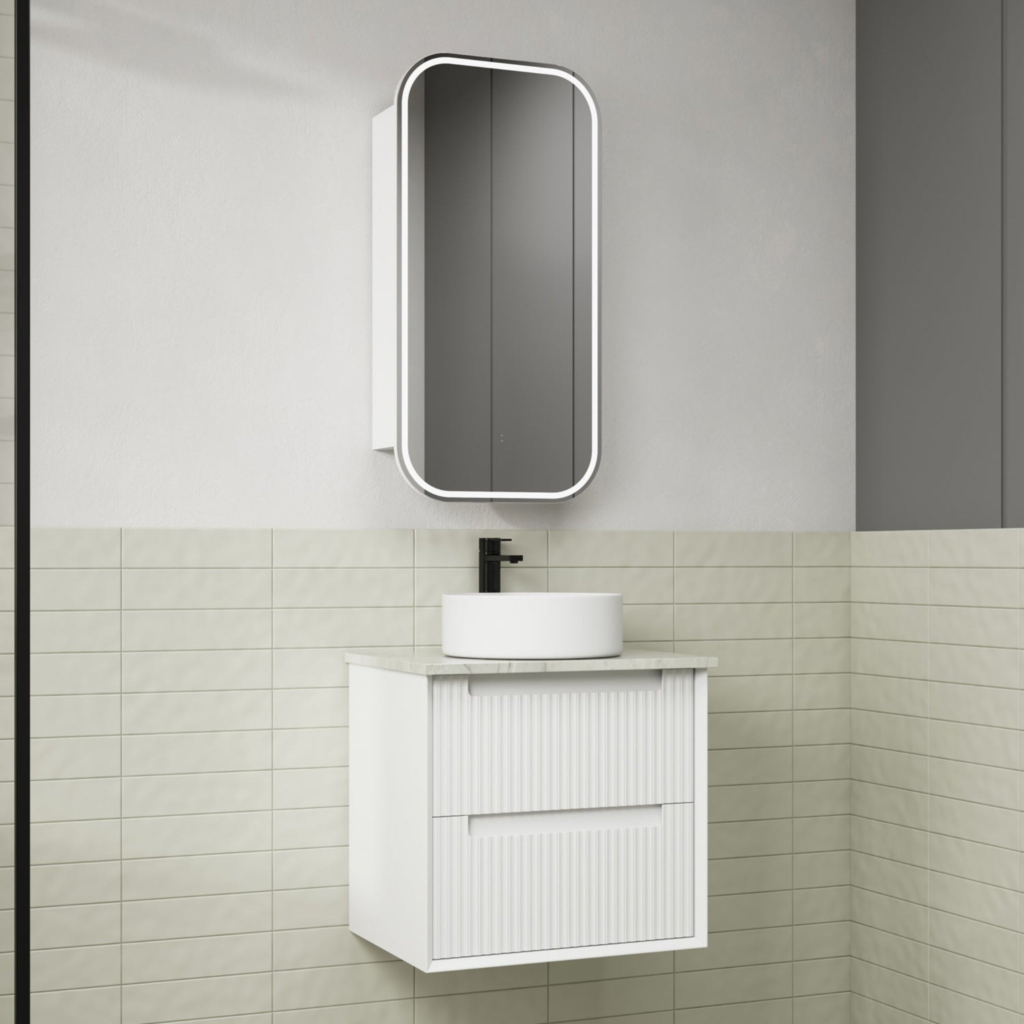 AULIC FLAUTO MATTE WHITE 600MM SINGLE BOWL WALL HUNG VANITY
