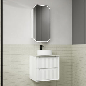 AULIC FLAUTO MATTE WHITE 600MM SINGLE BOWL WALL HUNG VANITY