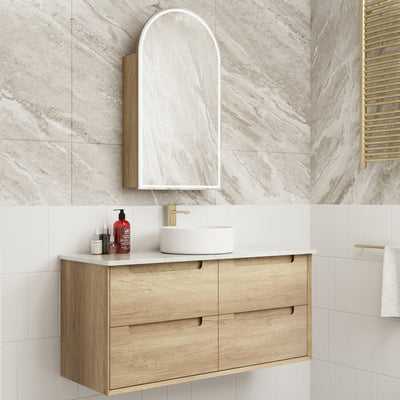 AULIC MORENO NATURAL TIMBER 1200MM SINGLE BOWL WALL HUNG VANITY