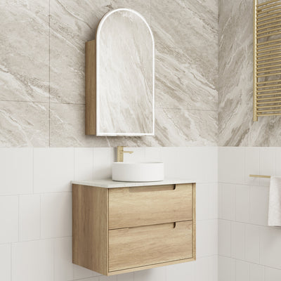 AULIC MORENO NATURAL TIMBER 750MM SINGLE BOWL WALL HUNG VANITY
