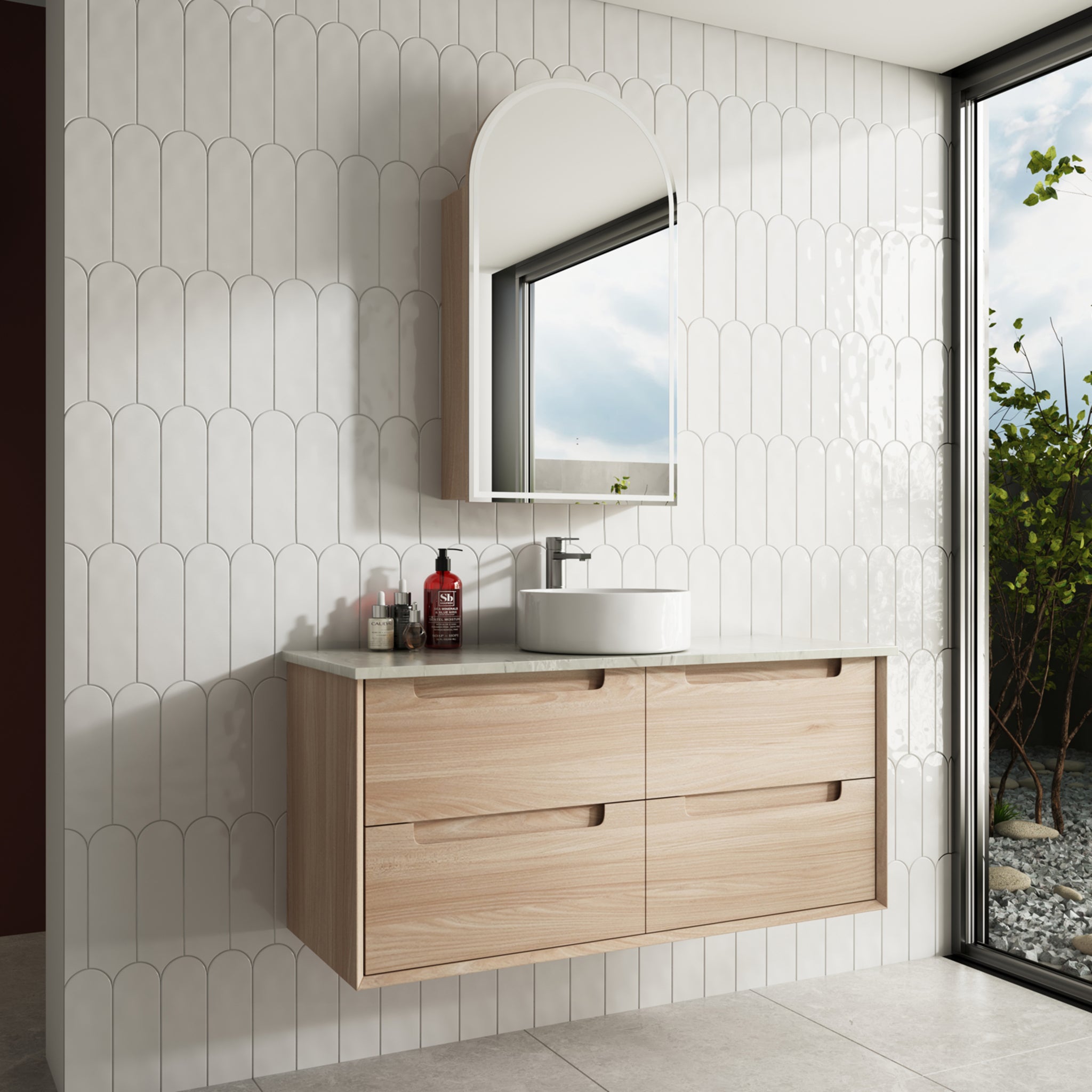 AULIC AINSLEY NATURAL TIMBER 1200MM SINGLE BOWL WALL HUNG VANITY