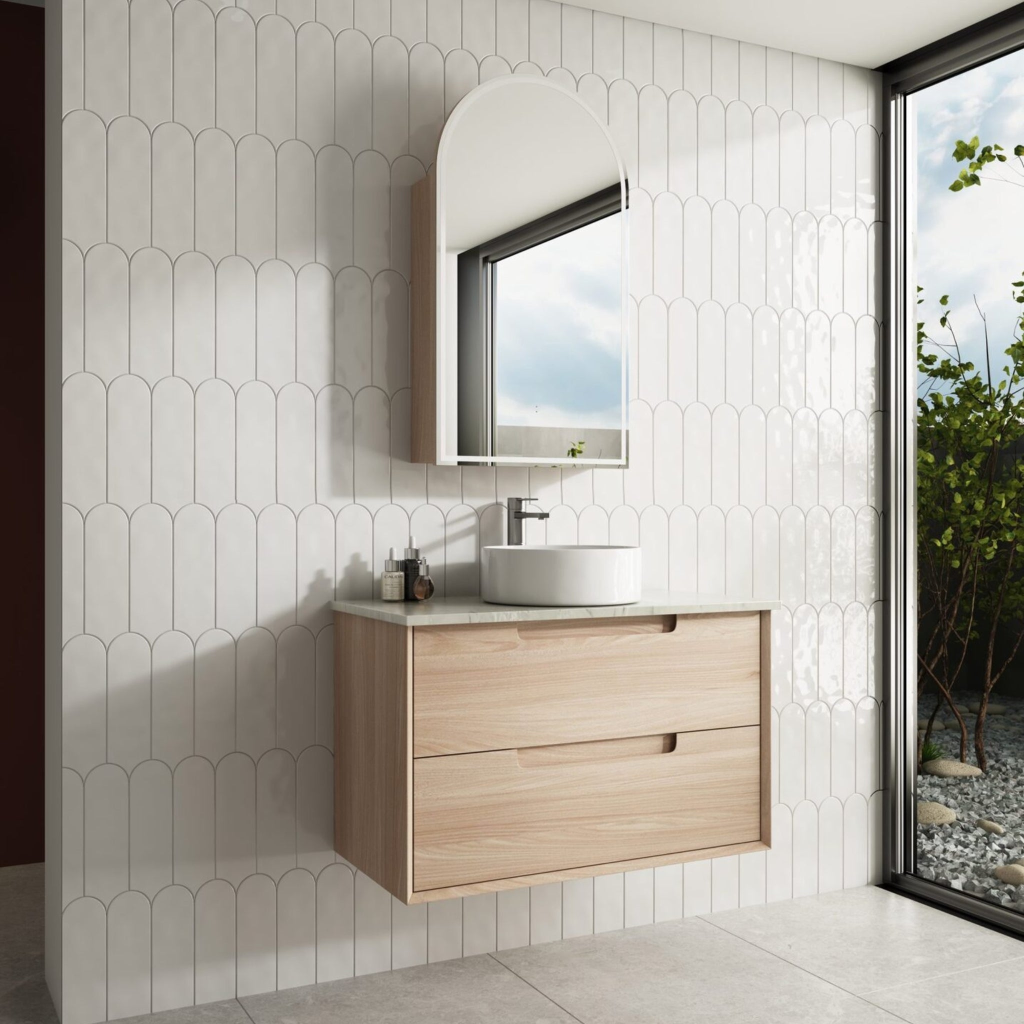 AULIC AINSLEY NATURAL TIMBER 900MM SINGLE BOWL WALL HUNG VANITY