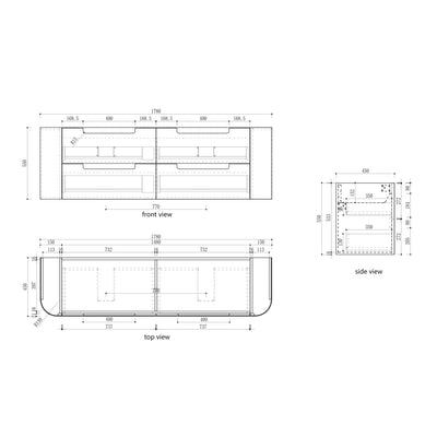 AULIC VARCELLI TIER CURVED HARVEST OAK 1800MM DOUBLE BOWL WALL HUNG VANITY