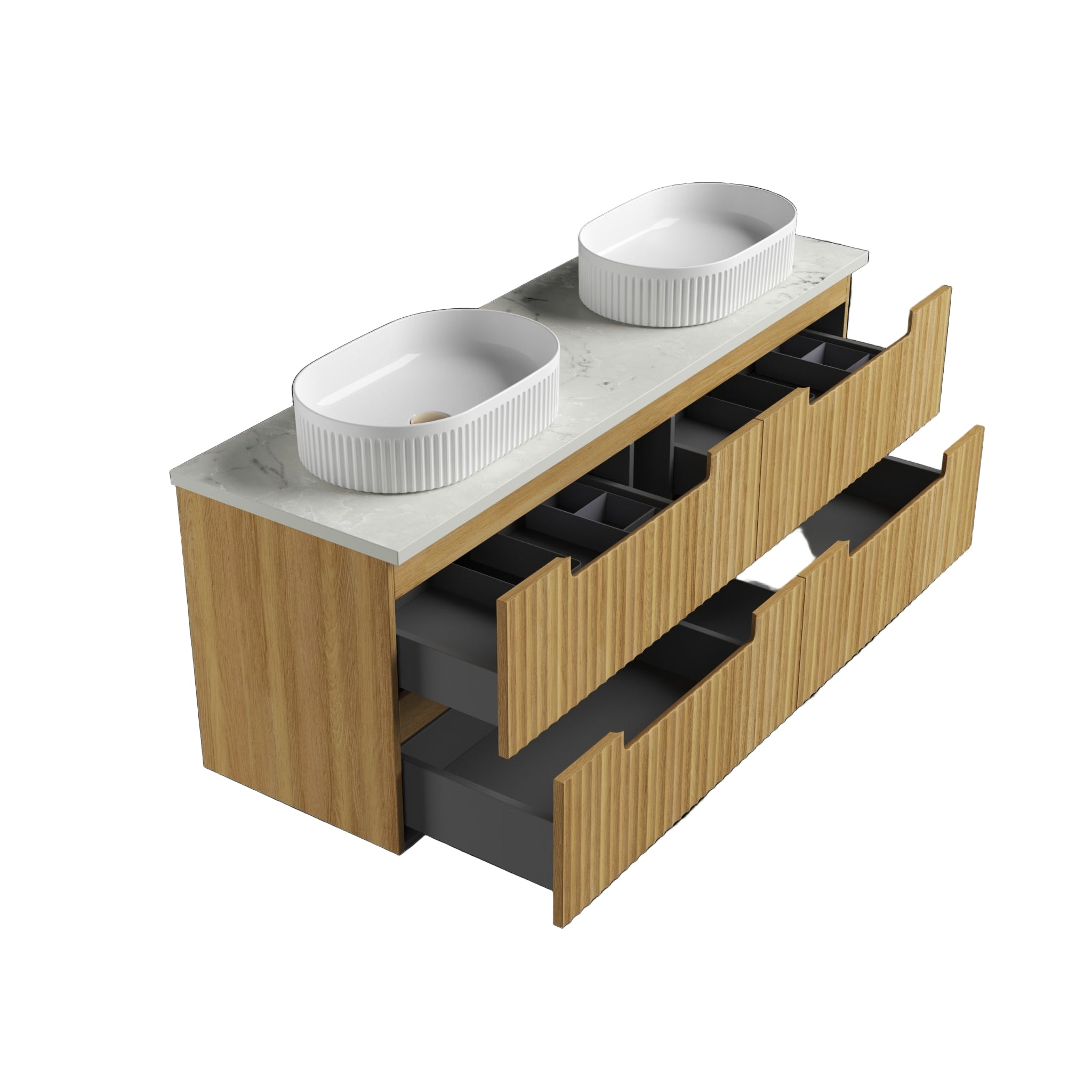 AULIC LOVINA TIER HARVEST OAK 1500MM SINGLE BOWL WALL HUNG VANITY