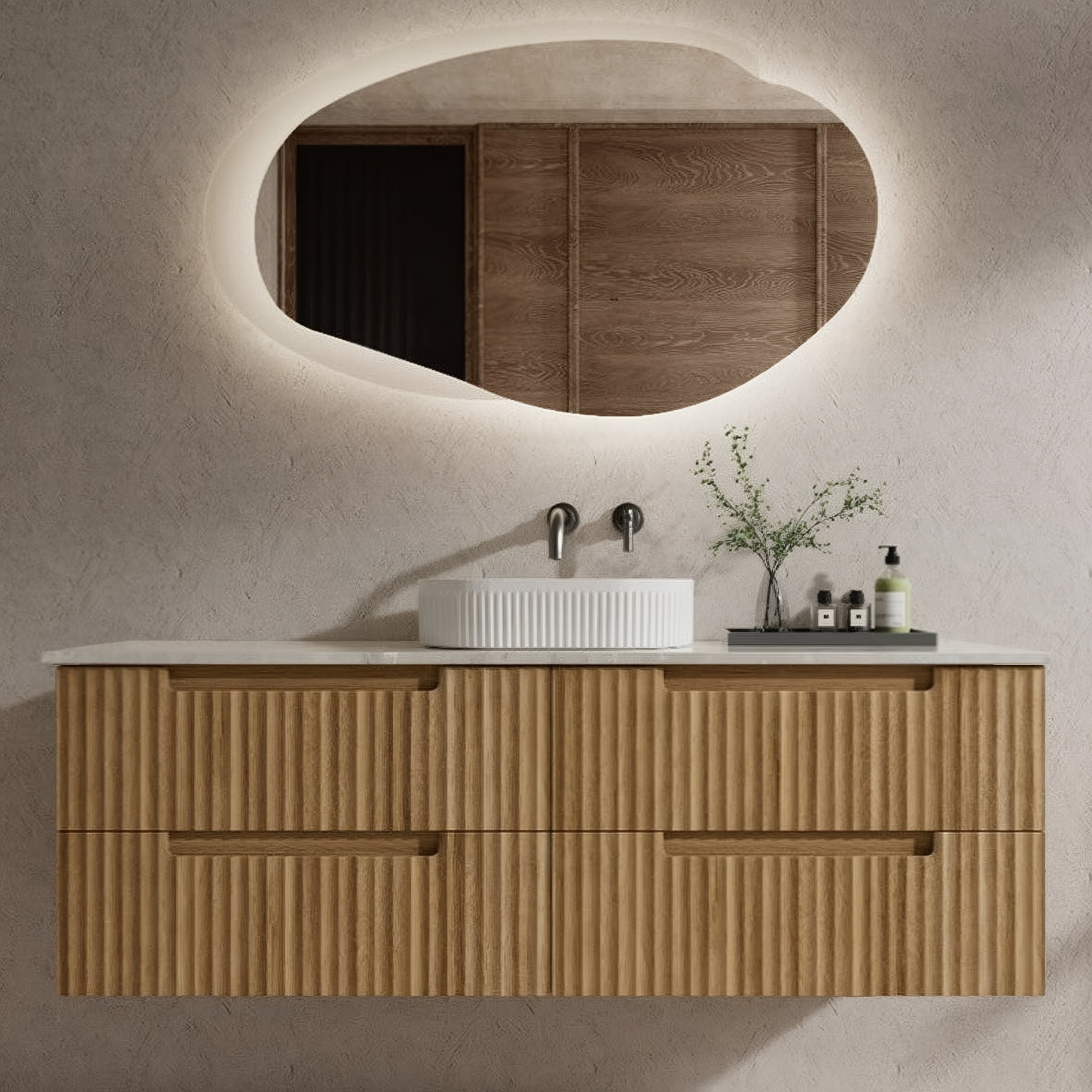 AULIC LOVINA TIER HARVEST OAK 1500MM SINGLE BOWL WALL HUNG VANITY