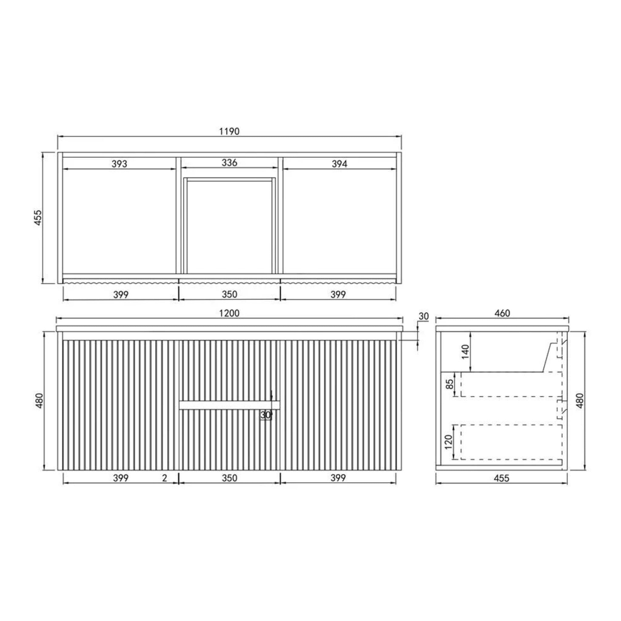CETO BRINDABELLA MATTE WHITE 1200MM SINGLE BOWL WALL HUNG VANITY