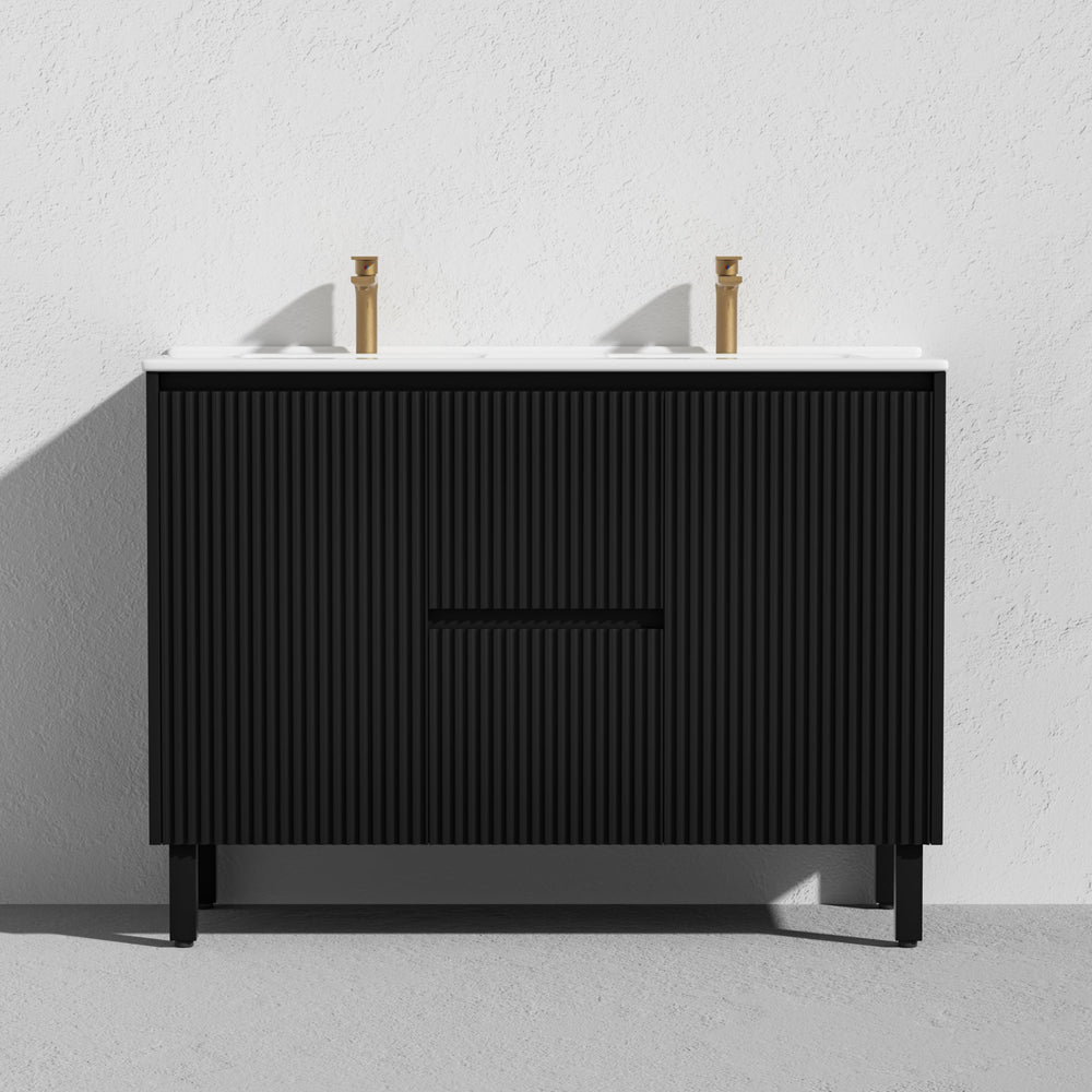 CETO BRIGHTON MATTE BLACK 1200MM DOUBLE BOWL FLOOR STANDING VANITY