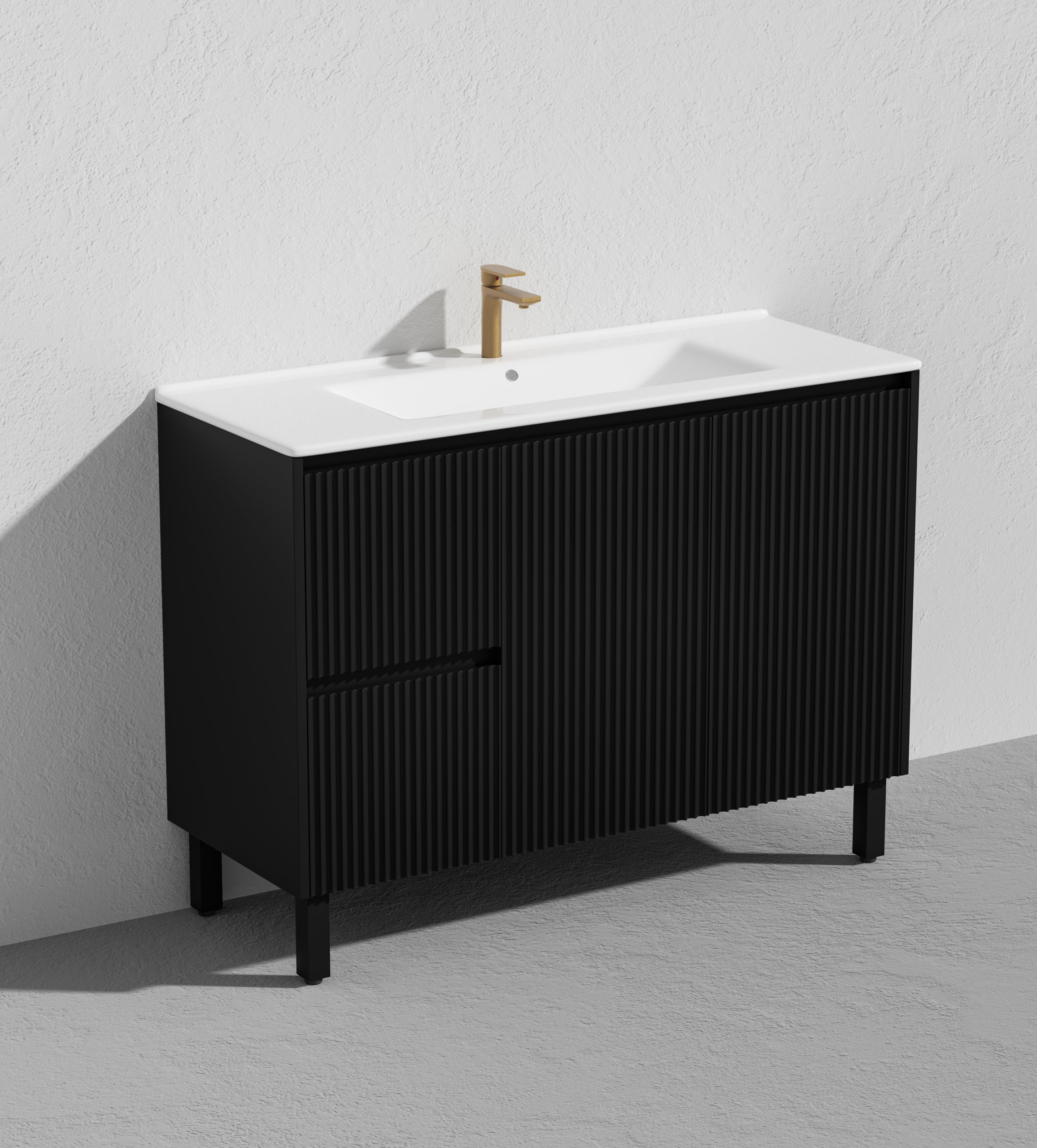 CETO BRIGHTON MATTE BLACK 1200MM SINGLE BOWL FLOOR STANDING VANITY (AVAILABLE IN LEFT AND RIGHT HAND DRAWER)