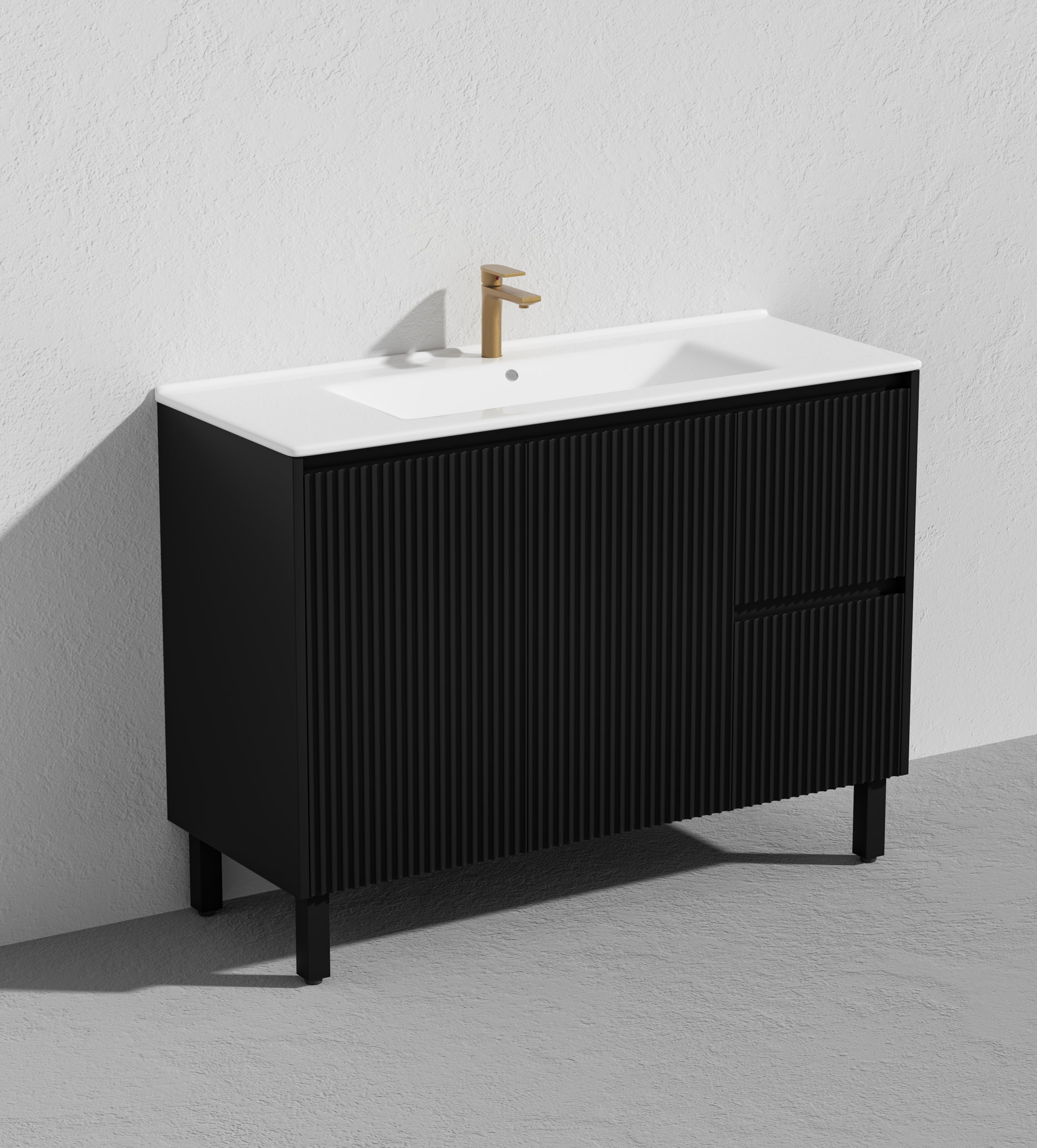 CETO BRIGHTON MATTE BLACK 1200MM SINGLE BOWL FLOOR STANDING VANITY (AVAILABLE IN LEFT AND RIGHT HAND DRAWER)