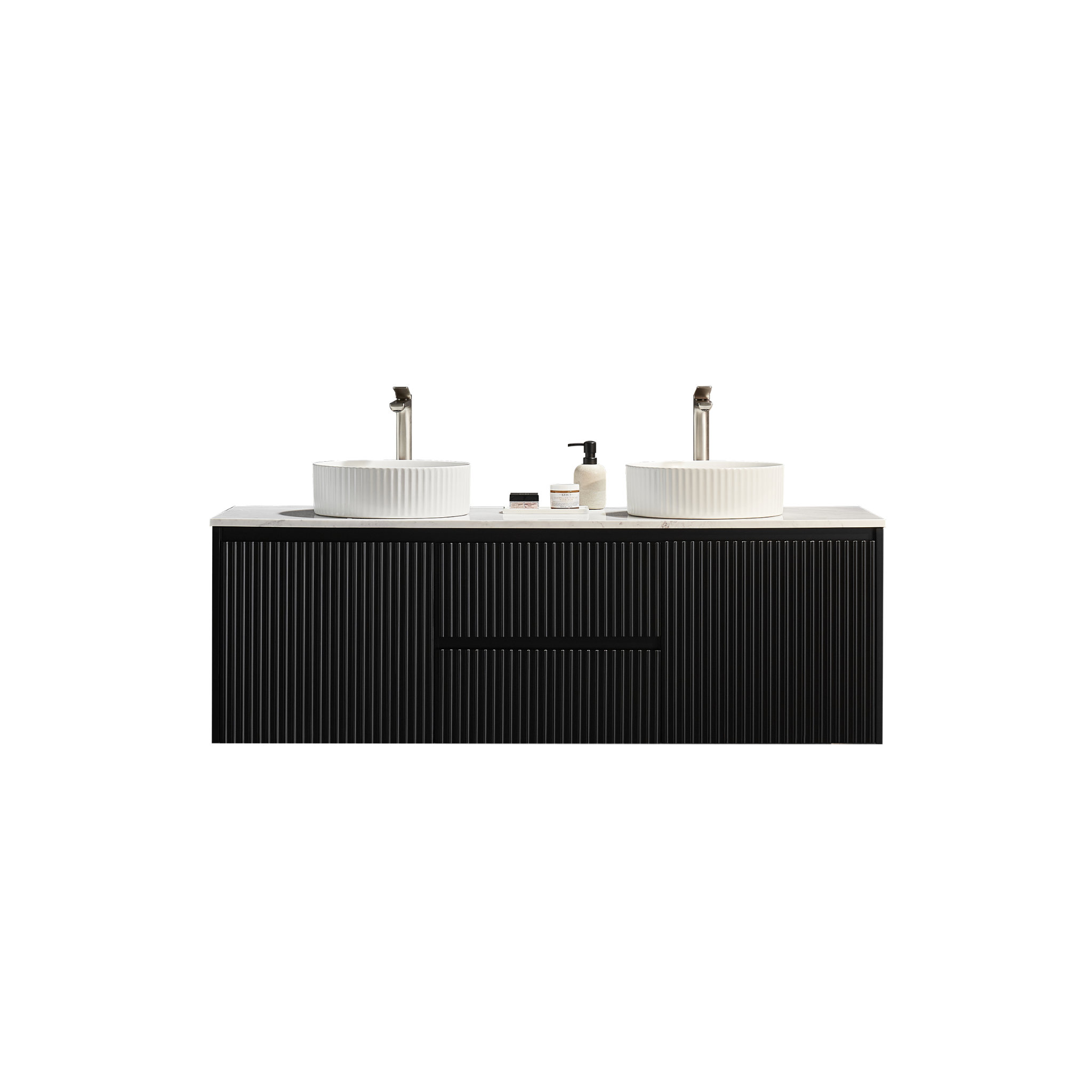 CETO BRINDABELLA MATTE BLACK 1500MM DOUBLE BOWL WALL HUNG VANITY
