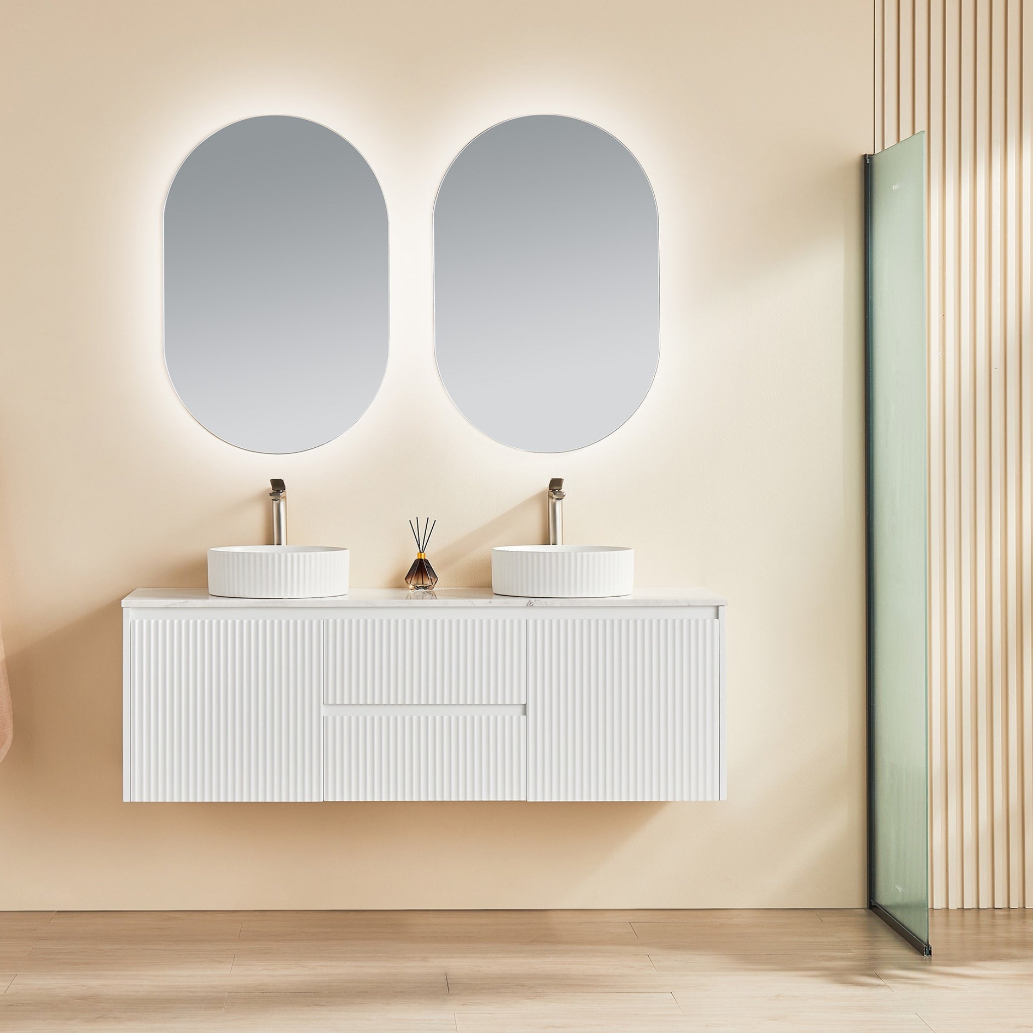 CETO BRINDABELLA MATTE WHITE 1500MM DOUBLE BOWL WALL HUNG VANITY