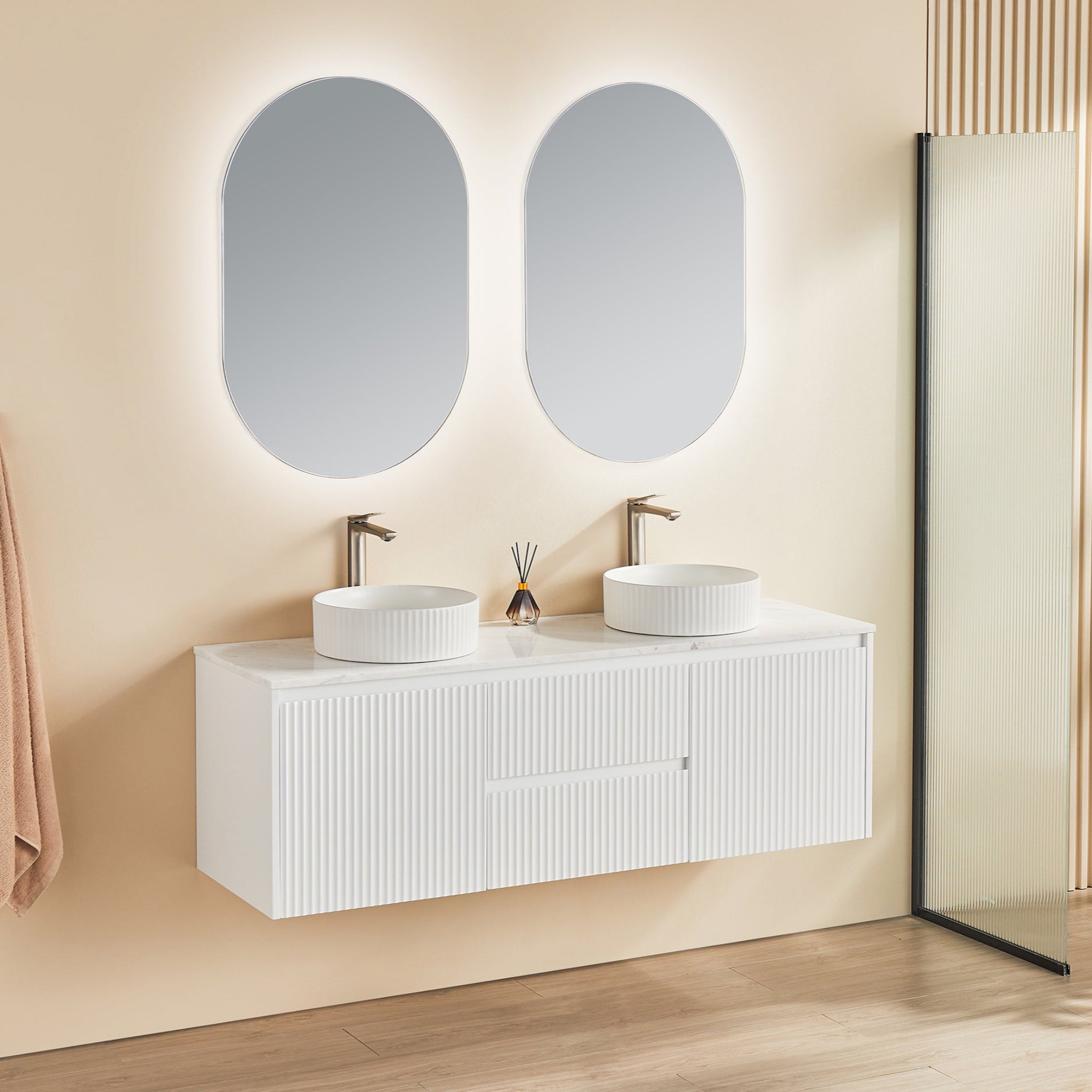 CETO BRINDABELLA MATTE WHITE 1500MM DOUBLE BOWL WALL HUNG VANITY