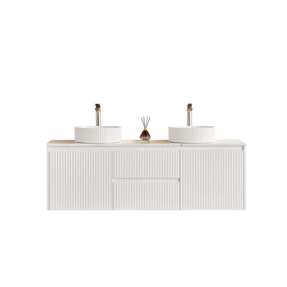 CETO BRINDABELLA MATTE WHITE 1500MM DOUBLE BOWL WALL HUNG VANITY