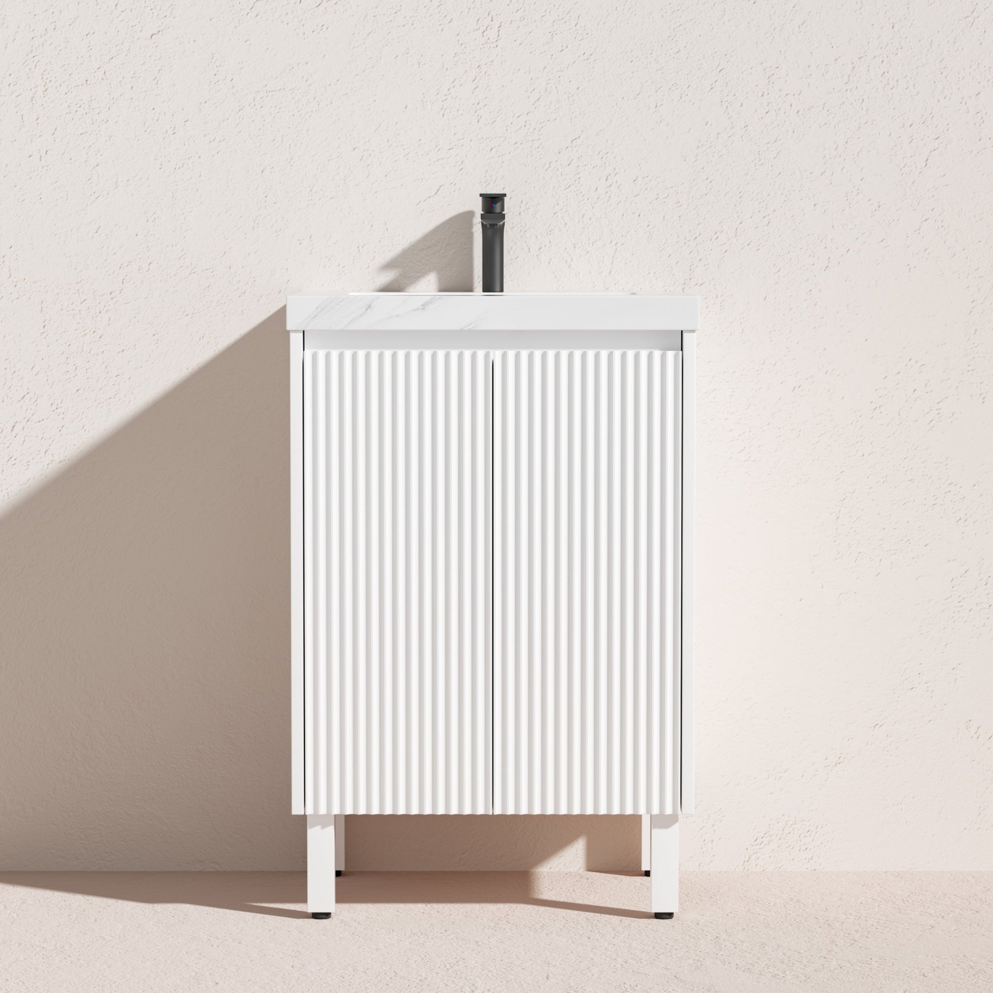 CETO BRIGHTON MATTE WHITE 600MM SINGLE BOWL FLOOR STANDING VANITY