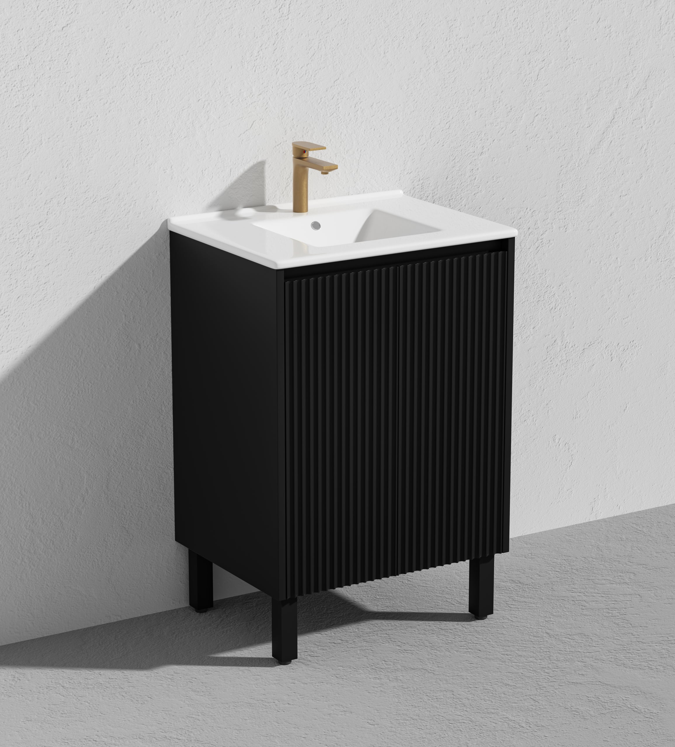 CETO BRIGHTON MATTE BLACK 600MM SINGLE BOWL FLOOR STANDING VANITY