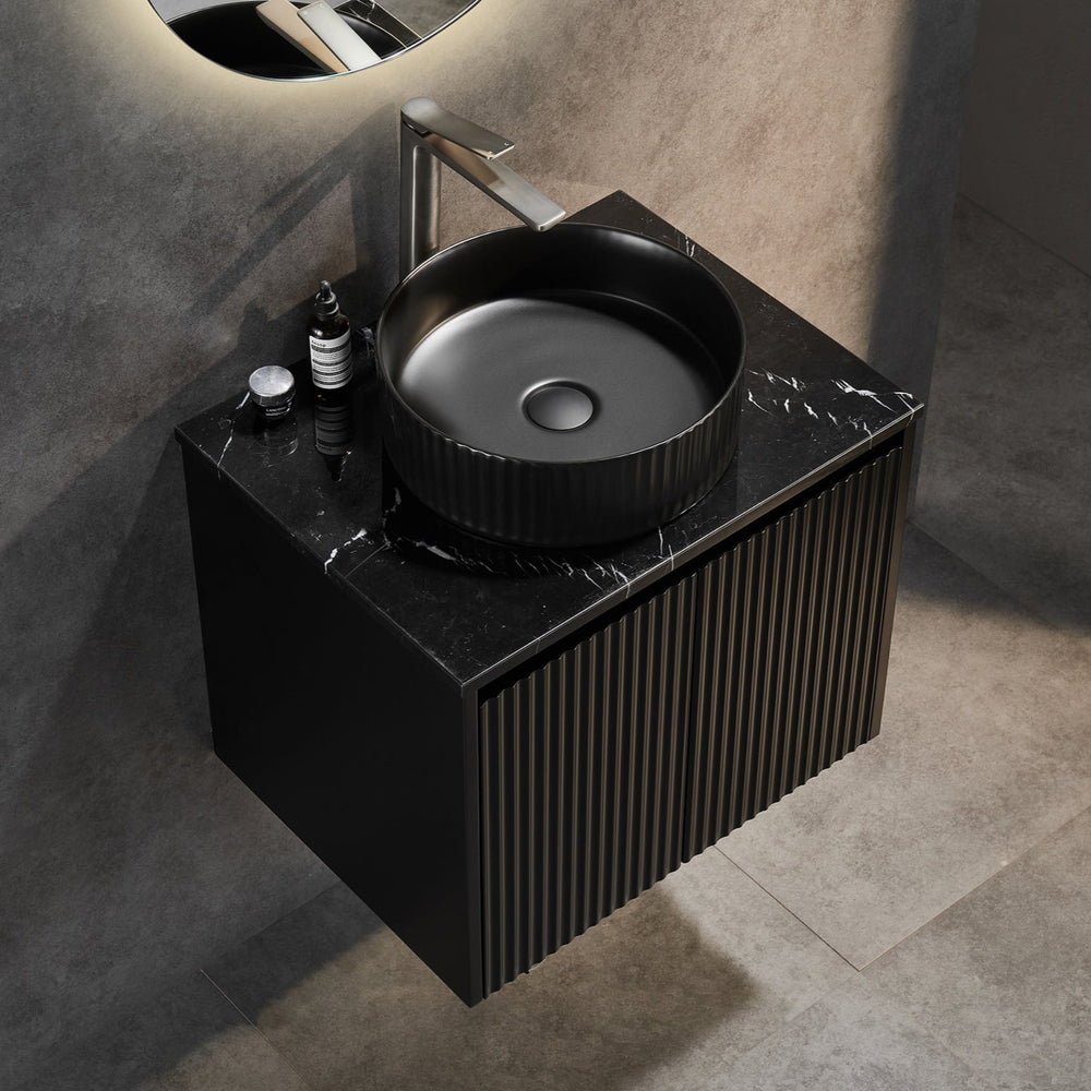 CETO BRINDABELLA MATTE BLACK 600MM SINGLE BOWL WALL HUNG VANITY
