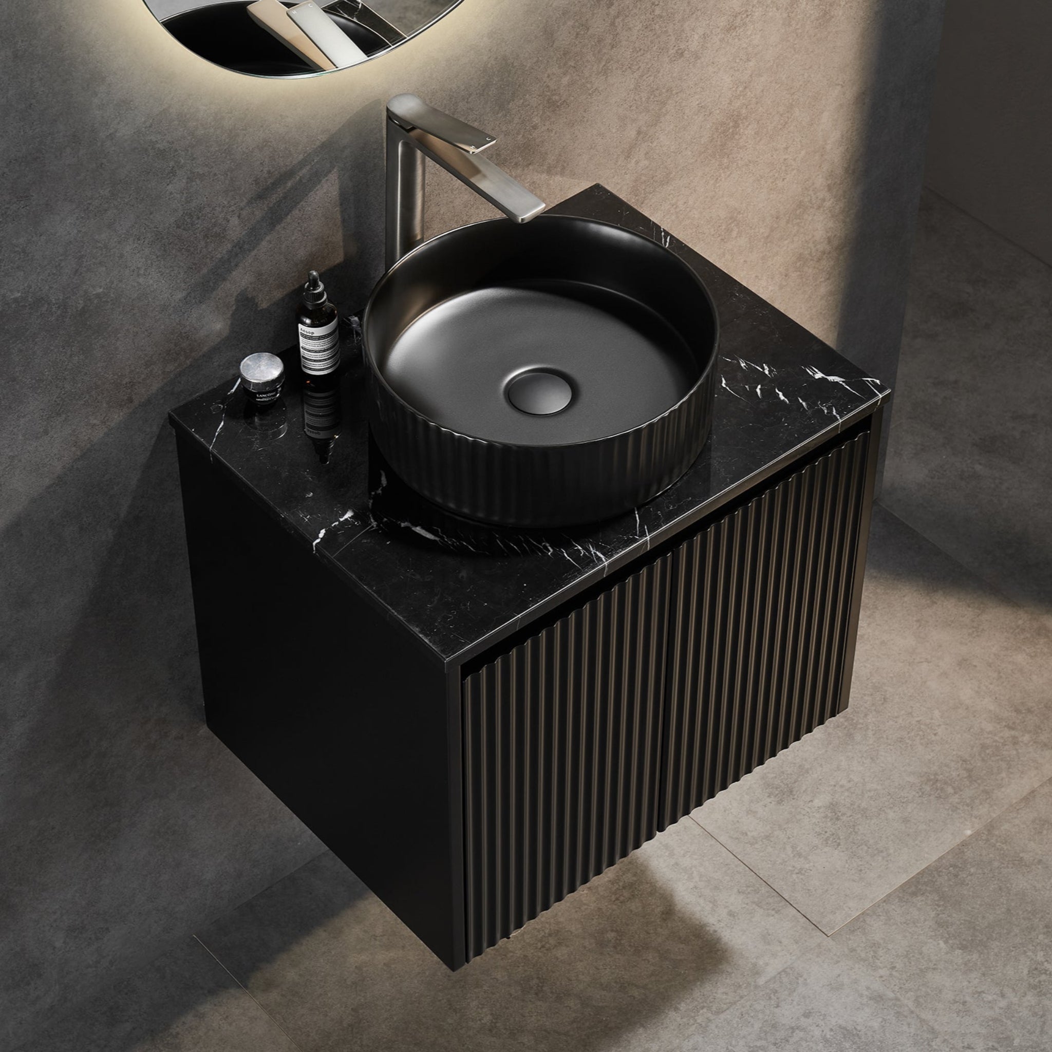 CETO BRINDABELLA MATTE BLACK 600MM SINGLE BOWL WALL HUNG VANITY