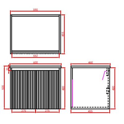 CETO BRINDABELLA MATTE BLACK 600MM SINGLE BOWL WALL HUNG VANITY