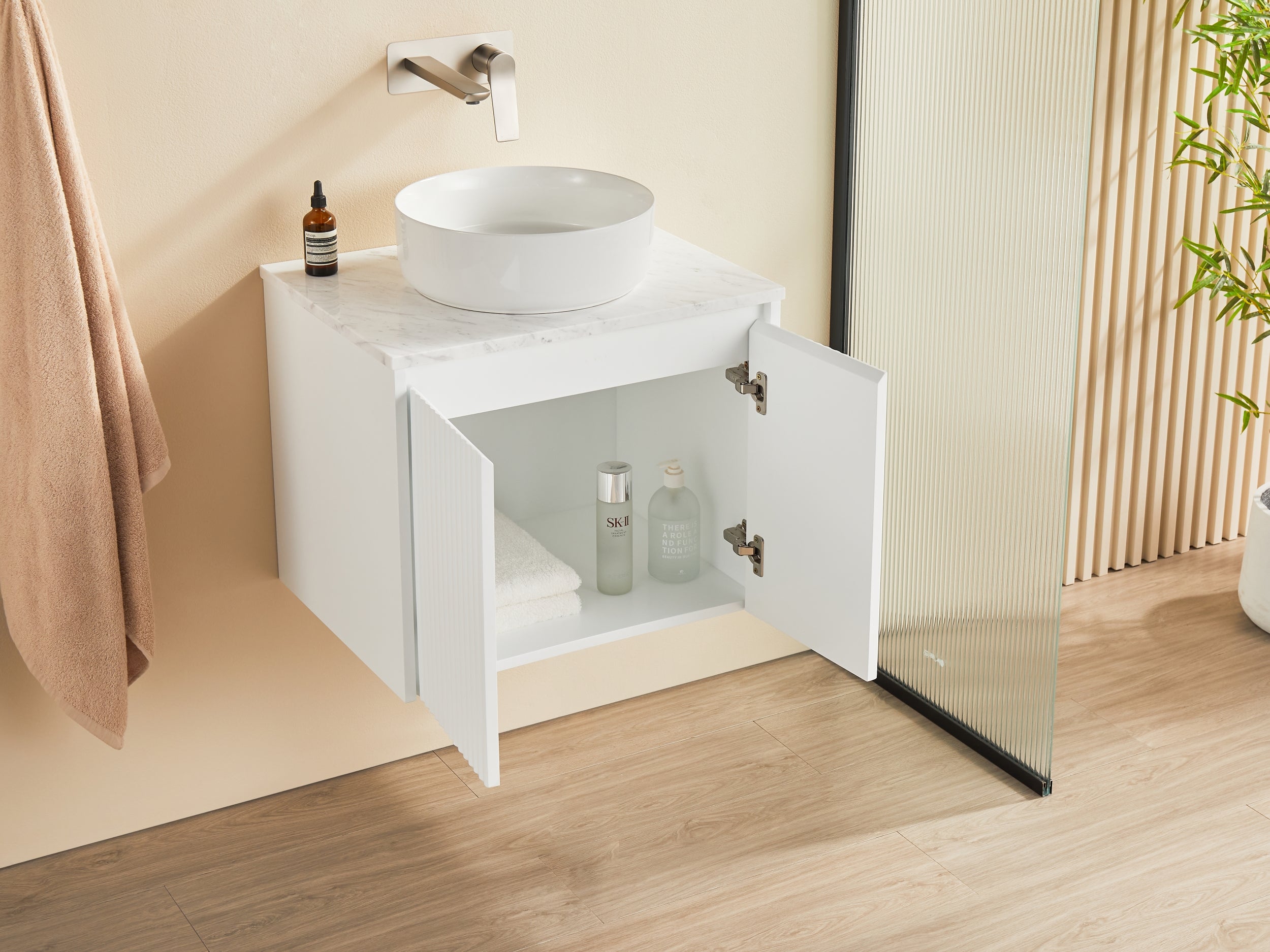 CETO BRINDABELLA MATTE WHITE 600MM SINGLE BOWL WALL HUNG VANITY