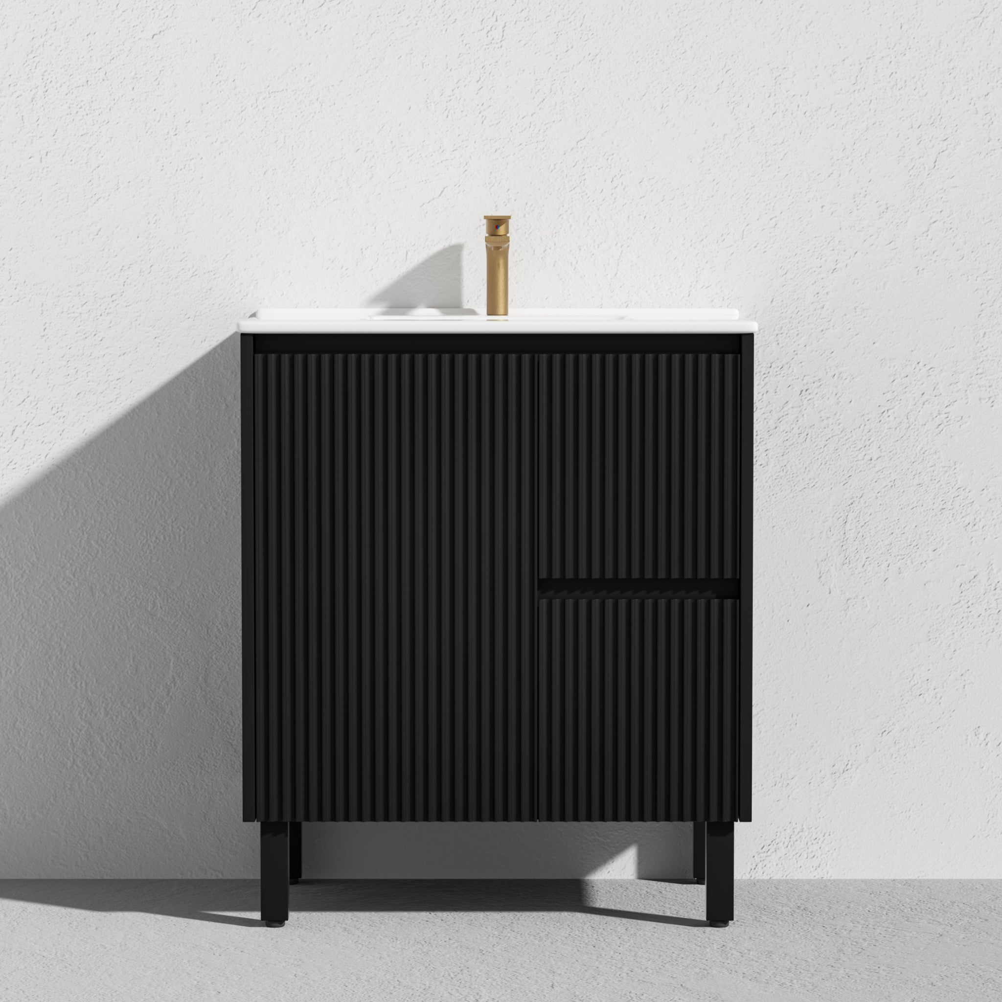 CETO BRIGHTON MATTE BLACK 750MM SINGLE BOWL FLOOR STANDING VANITY (AVAILABLE IN LEFT AND RIGHT HAND DRAWER)