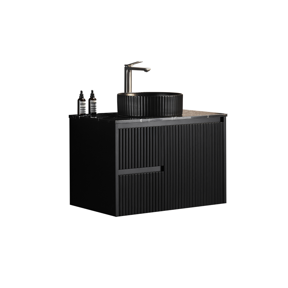 CETO BRINDABELLA MATTE BLACK 750MM SINGLE BOWL WALL HUNG VANITY (AVAILABLE IN LEFT HAND DRAWER AND RIGHT HAND DRAWER)