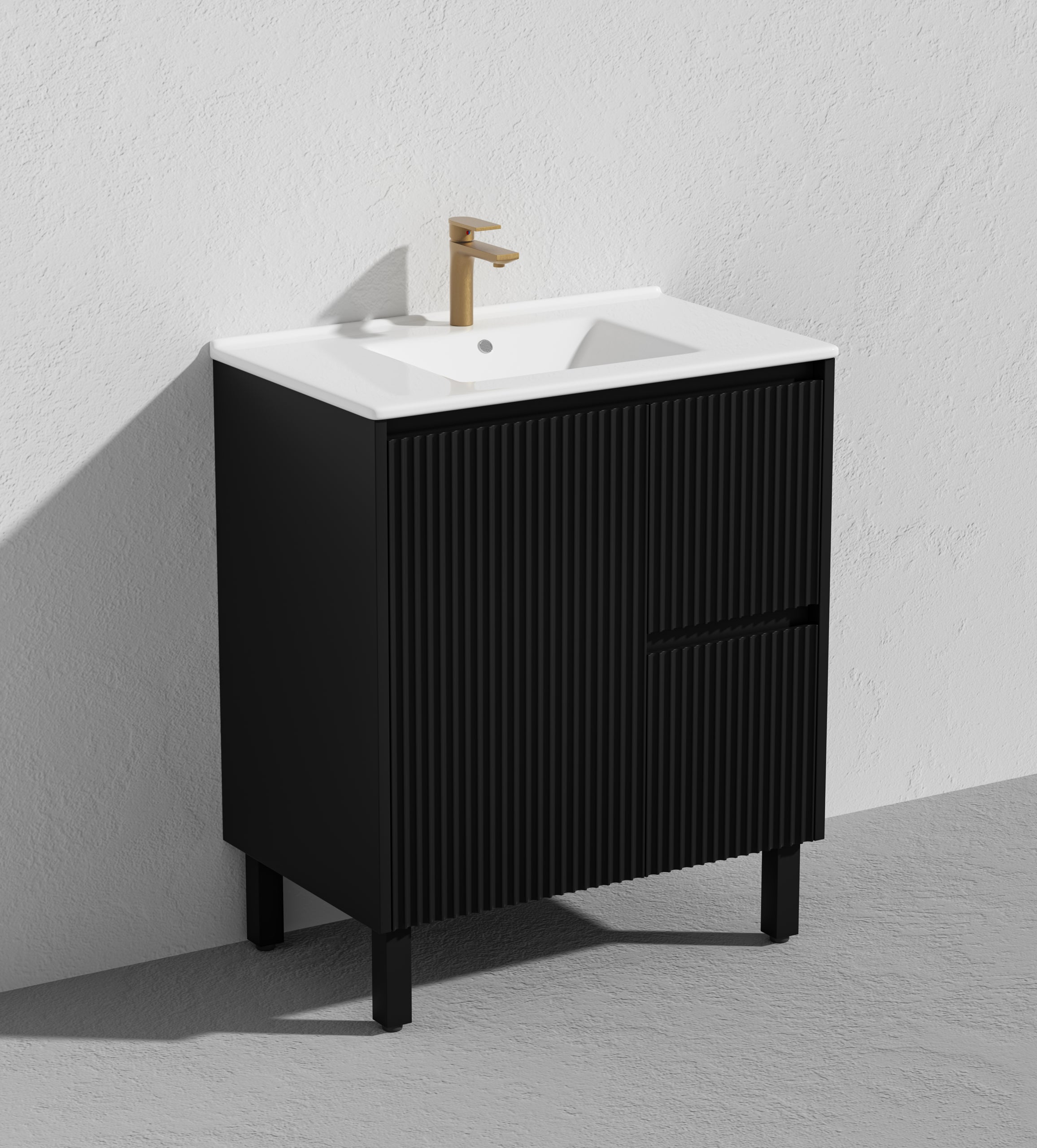 CETO BRIGHTON MATTE BLACK 750MM SINGLE BOWL FLOOR STANDING VANITY (AVAILABLE IN LEFT AND RIGHT HAND DRAWER)